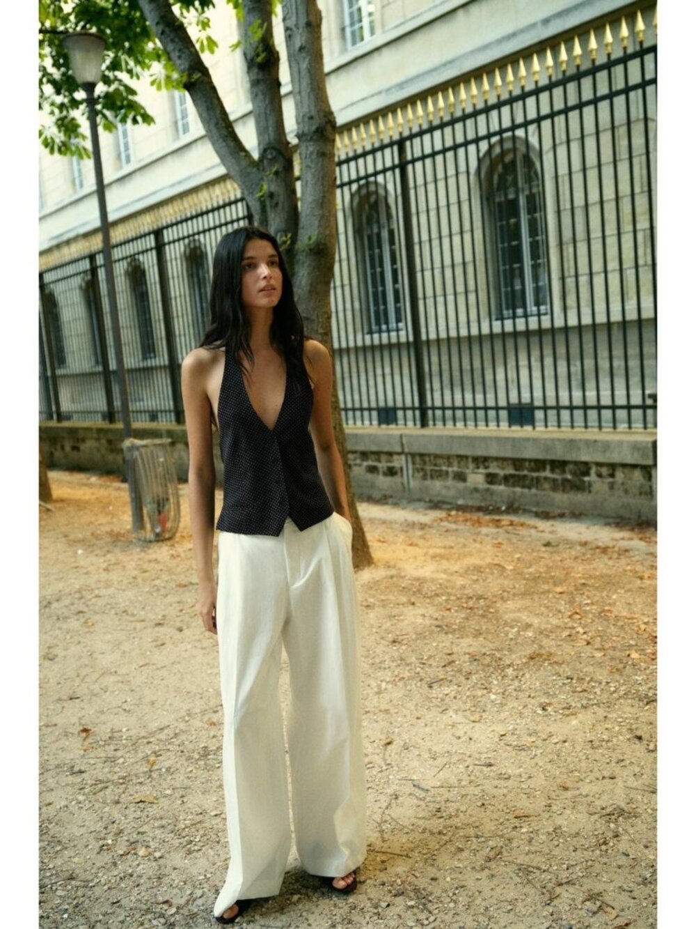 Zara Womens Trousers Pants wide S Oyster White High-Waisted Pleated 6929/505 NWT - Picture 3 of 13